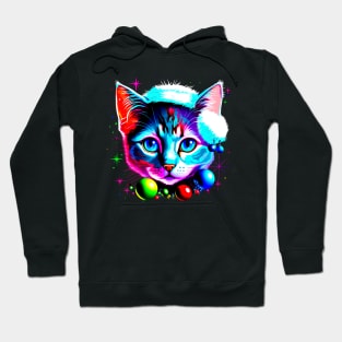 Kitten Cat Christmas Hat Hoodie